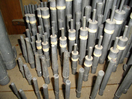 Pfeifenwerk der Wagner Orgel von 1739 in Schönwalde Glien, Brandenburg, Deutschland