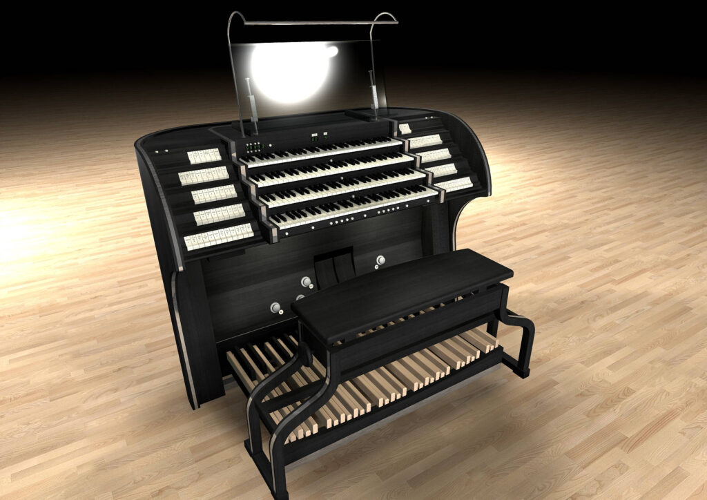 Spieltischentwurf der Firmen Johannes Klais Bonn und Karl Schuke Berliner Orgelbauwerkstatt , Neubrandenburg, Mecklenburg Vorpommern, Deutschland